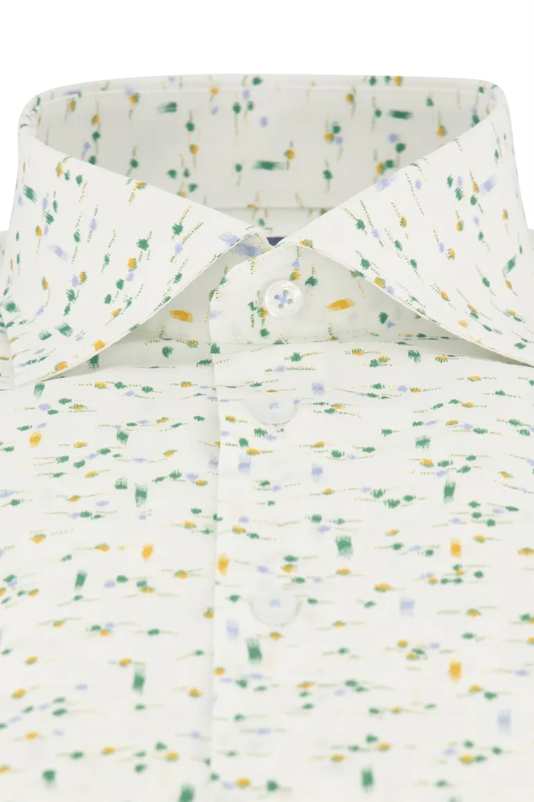 Ledub overhemd Modern Fit wit met print