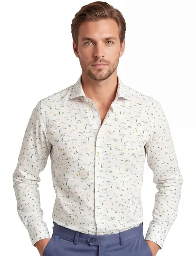 Ledub Ledub overhemd Modern Fit wit met print