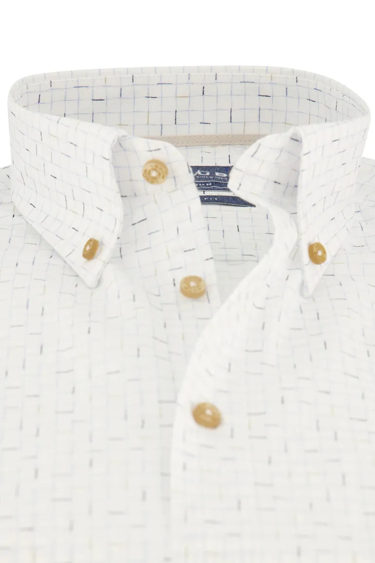 Ledub korte mouw overhemd wit geprint button-down