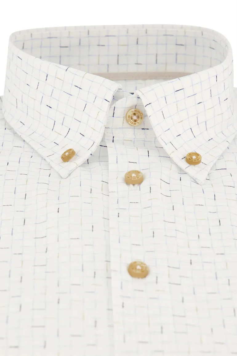 Ledub korte mouw overhemd wit geprint button-down