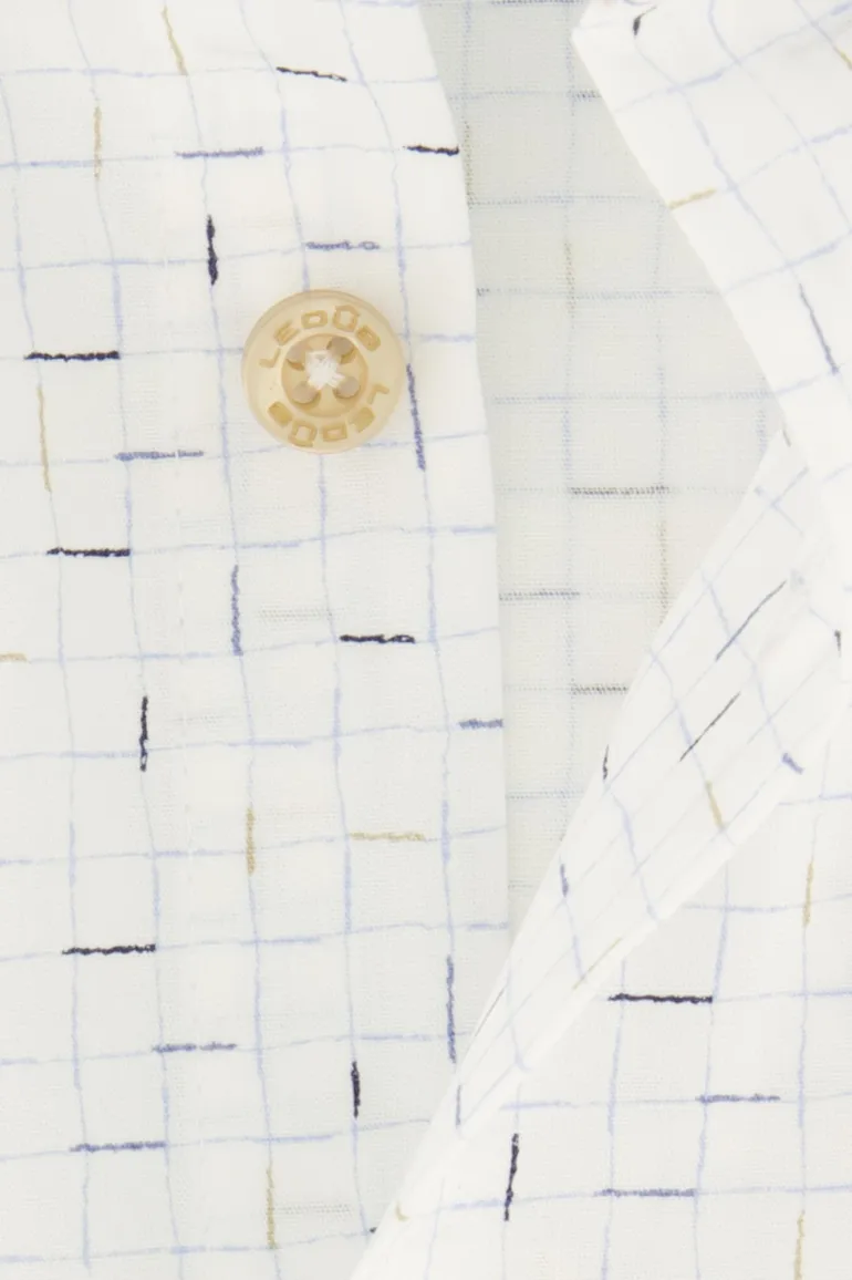 Ledub korte mouw overhemd wit geprint button-down