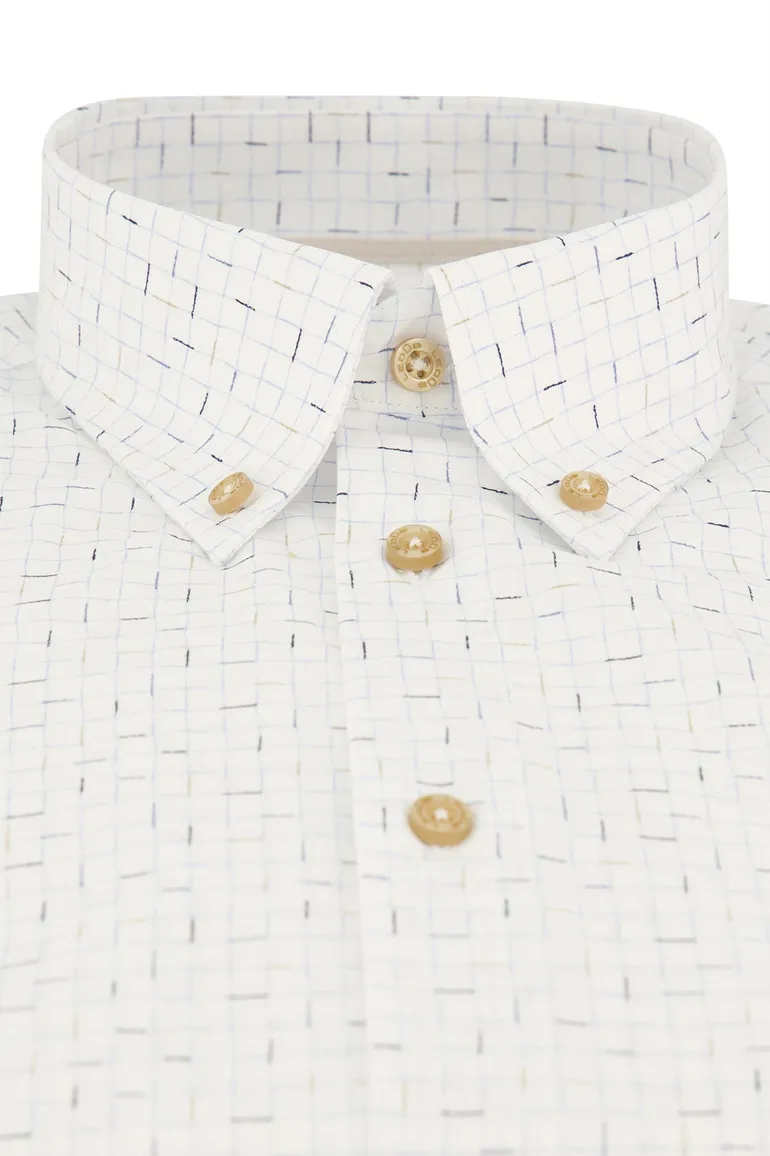 Ledub overhemd spierwit geprint button-down