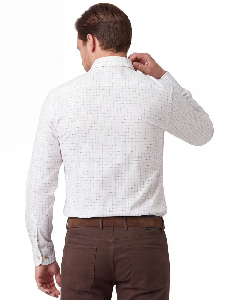 Ledub overhemd spierwit geprint button-down