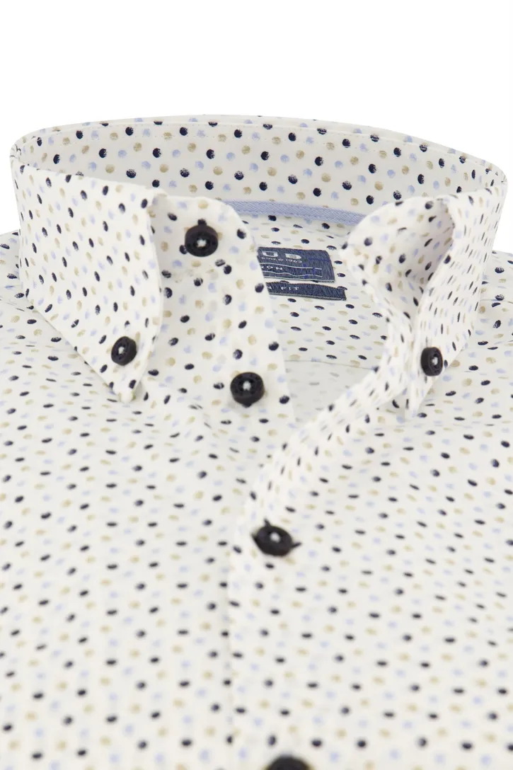Ledub overhemd Modern Fit wit stippen print