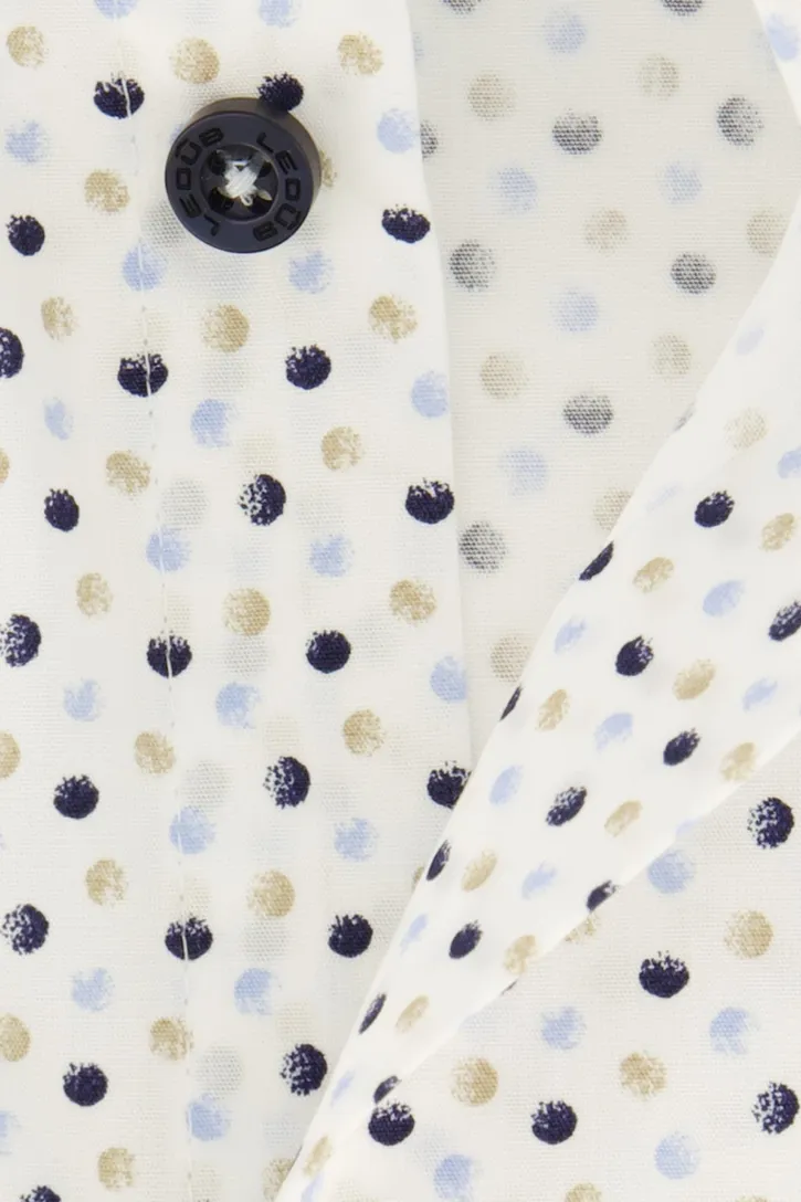 Ledub overhemd Modern Fit wit stippen print