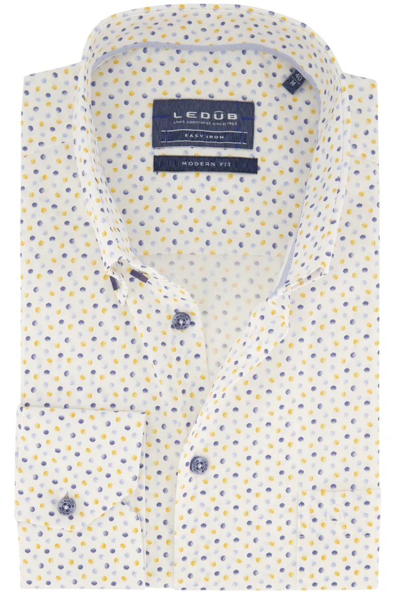 Ledub button-down overhemd geprint stippen