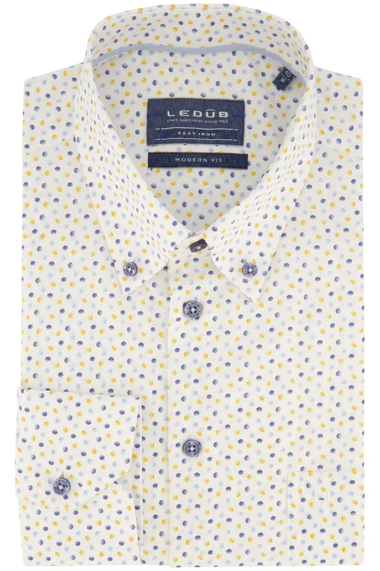 Ledub button-down overhemd geprint stippen