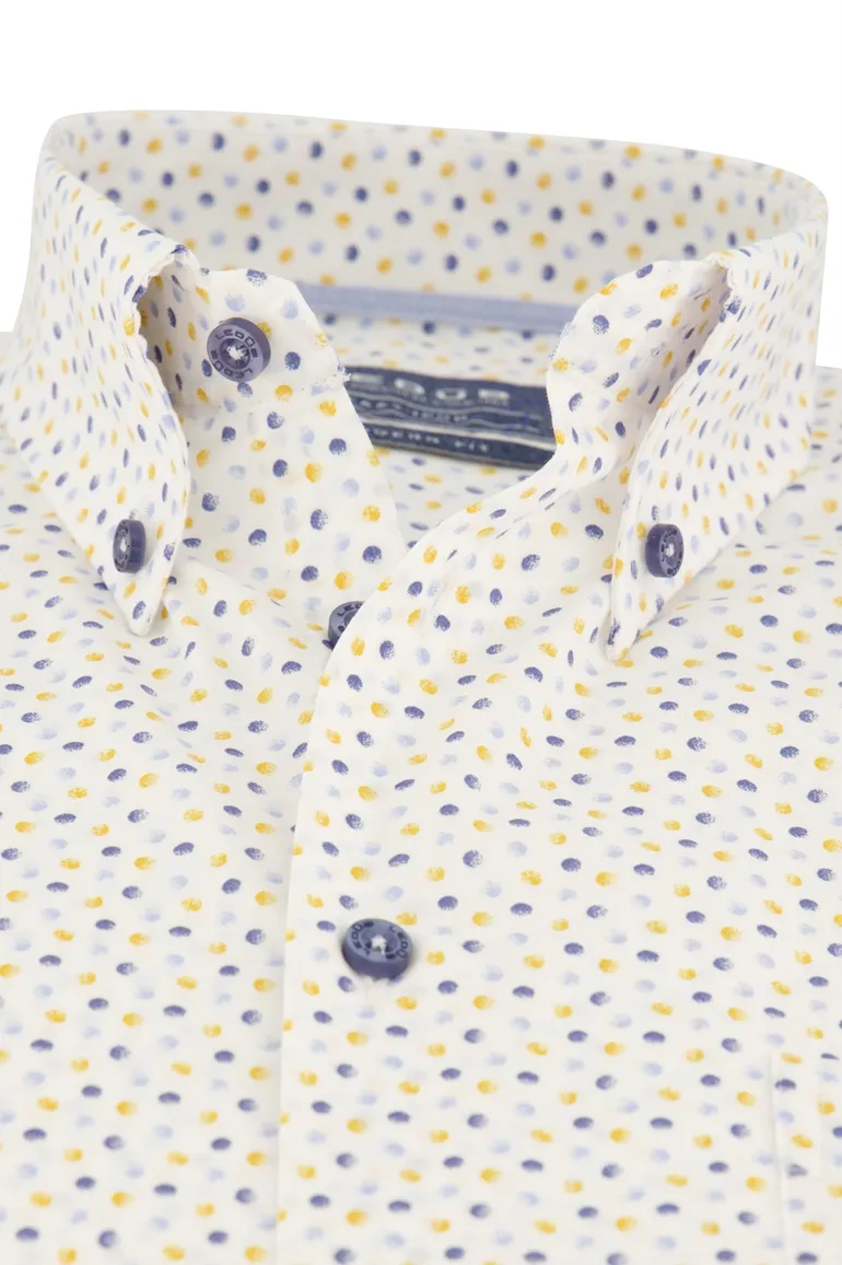 Ledub button-down overhemd geprint stippen
