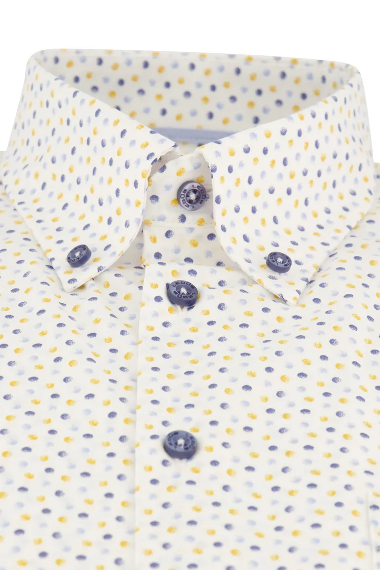 Ledub button-down overhemd geprint stippen