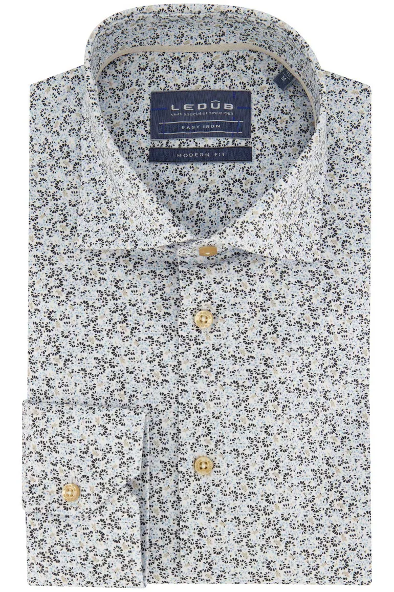 Ledub overhemd Modern Fit New blauw geprint