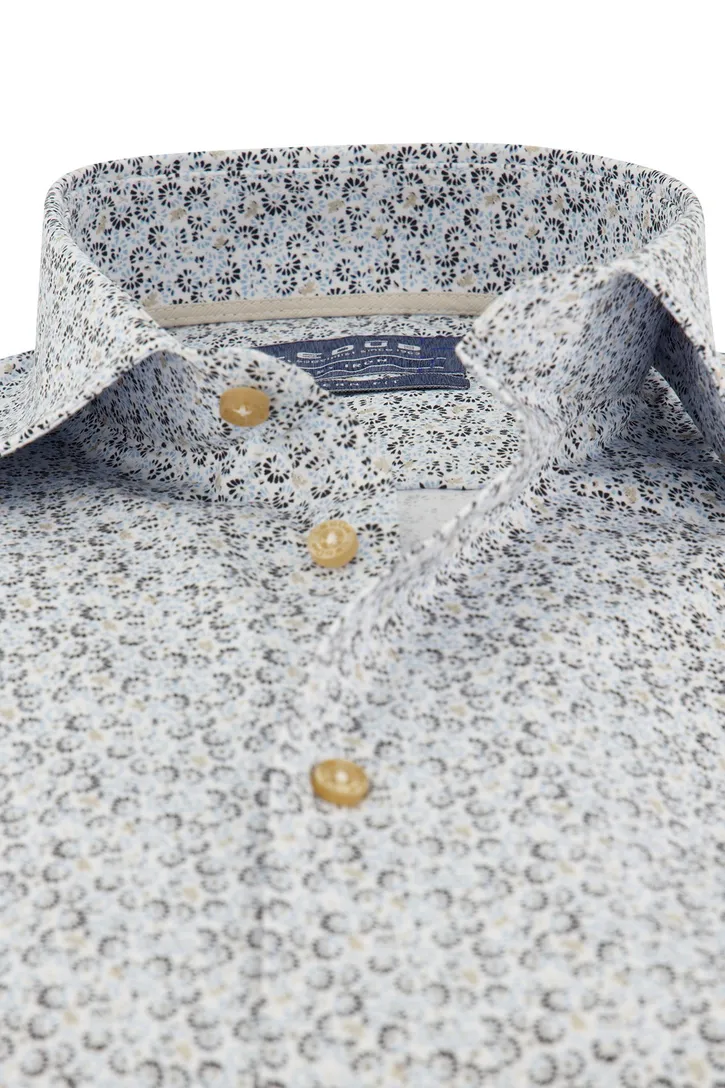 Ledub overhemd Modern Fit New blauw geprint katoen