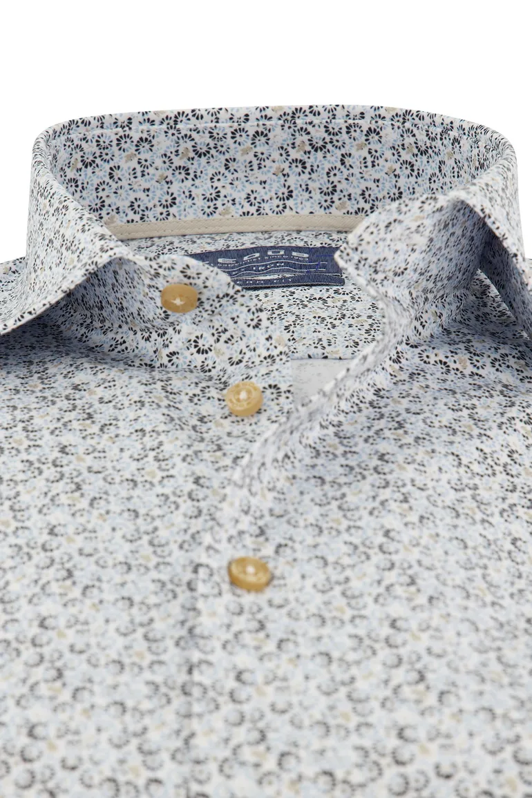 Ledub overhemd Modern Fit New blauw geprint