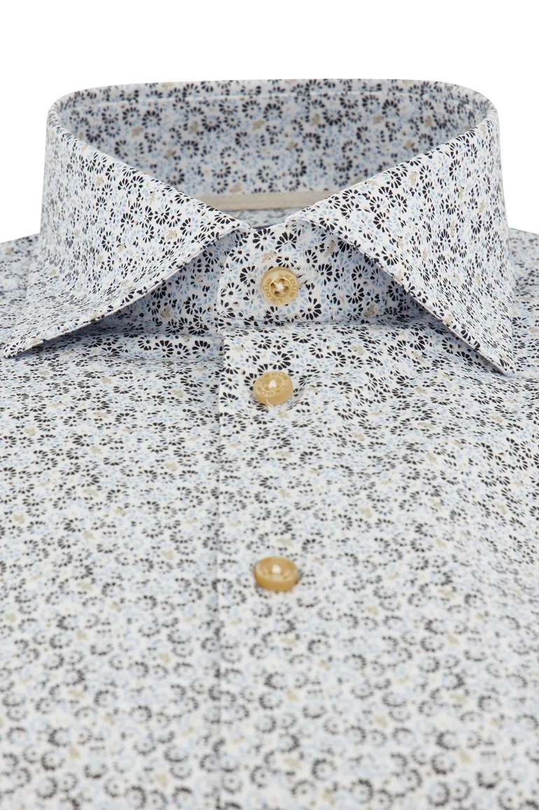 Ledub overhemd Modern Fit New blauw geprint