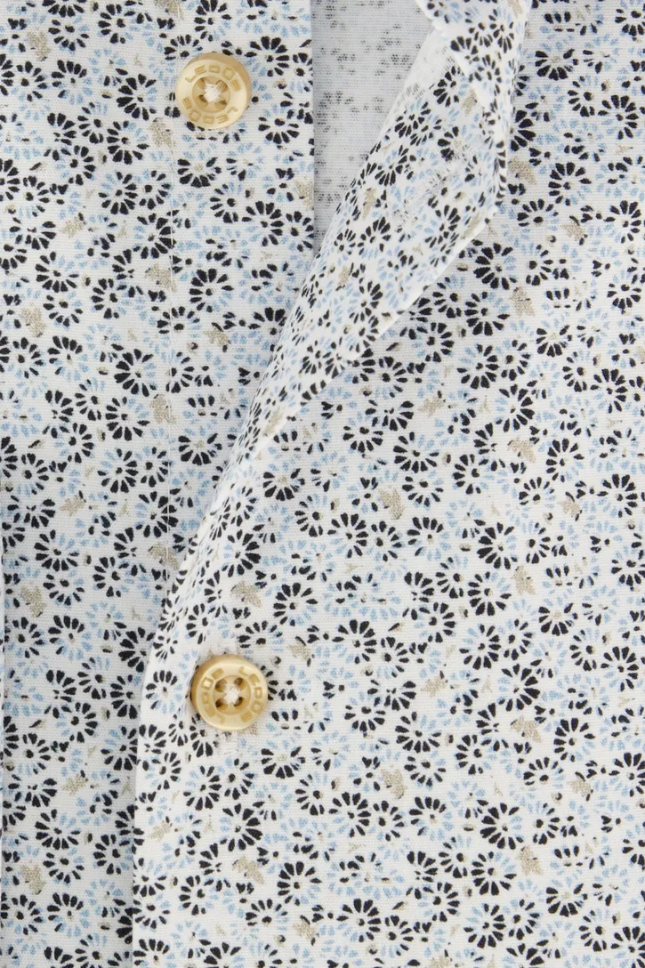 Ledub overhemd Modern Fit New blauw geprint katoen