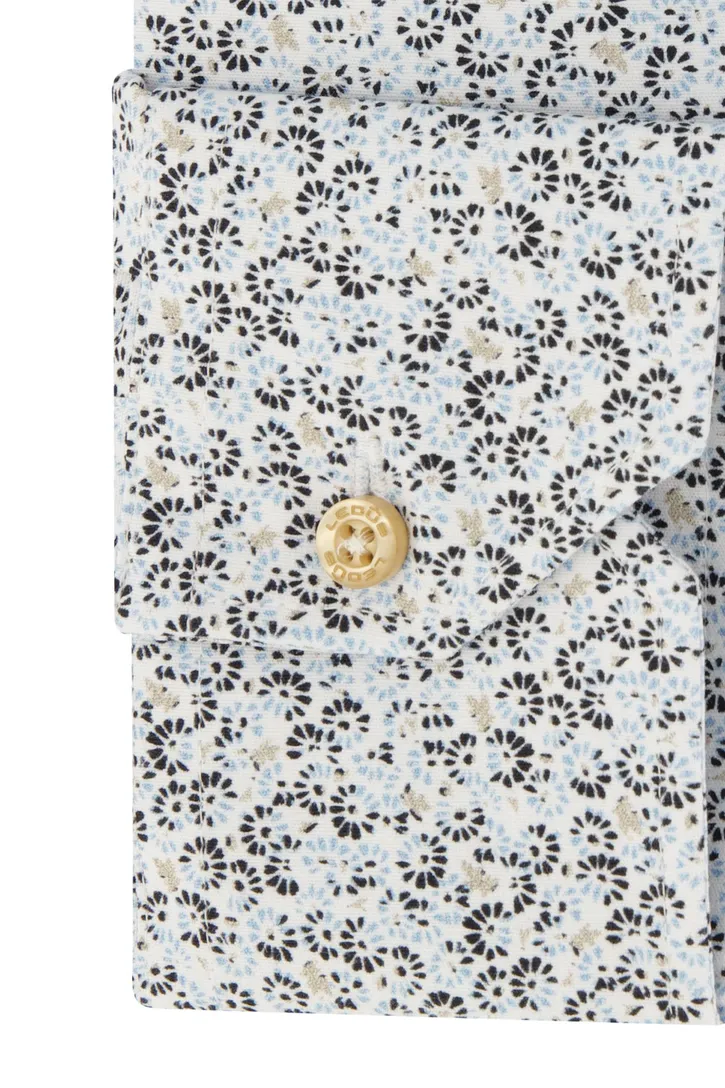 Ledub overhemd Modern Fit New blauw geprint katoen