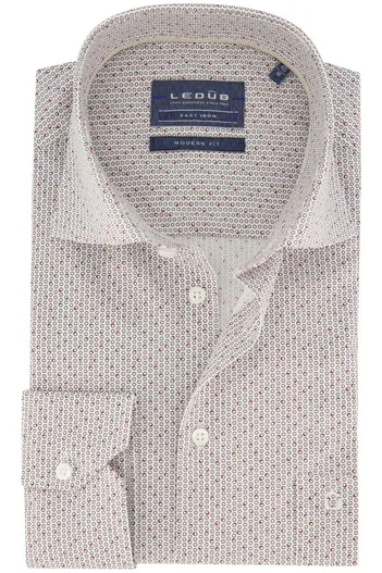 Ledub katoenen Ledub overhemd Modern Fit New wit geprint