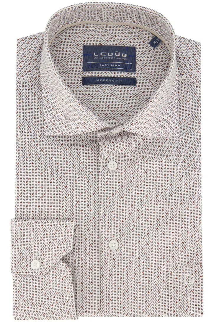 katoenen Ledub overhemd Modern Fit New bruin geprint