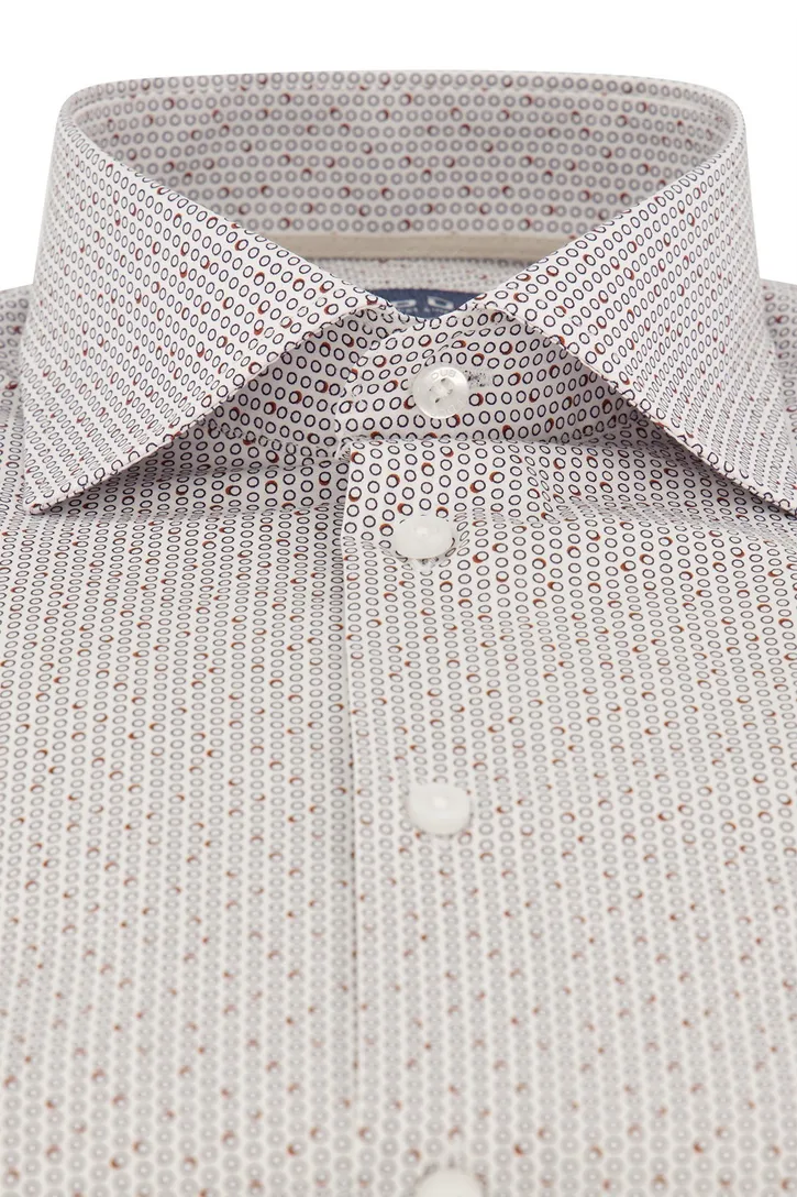 katoenen Ledub overhemd Modern Fit New wit geprint