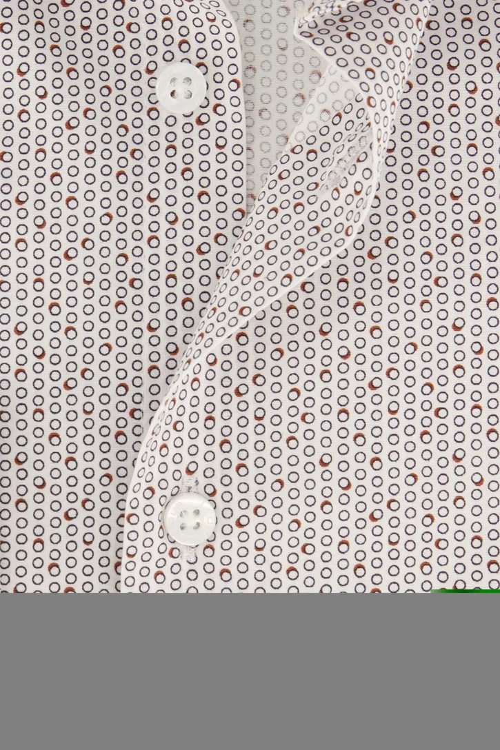katoenen Ledub overhemd Modern Fit New wit geprint