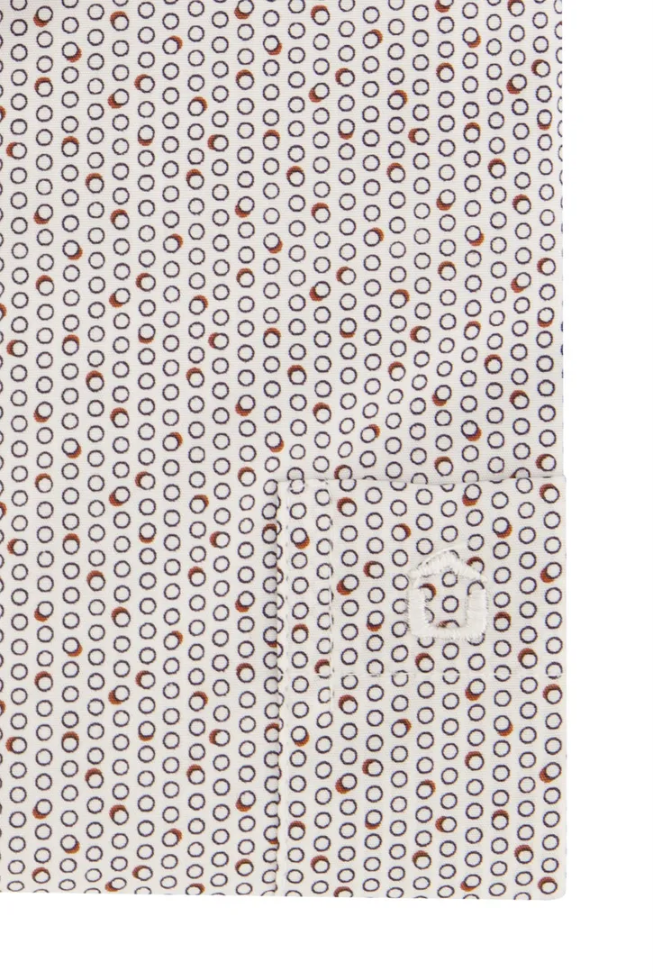 katoenen Ledub overhemd Modern Fit New wit geprint