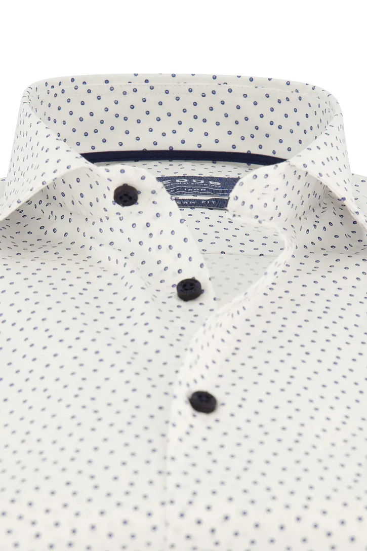 katoenen Ledub overhemd Modern Fit New wit geprint