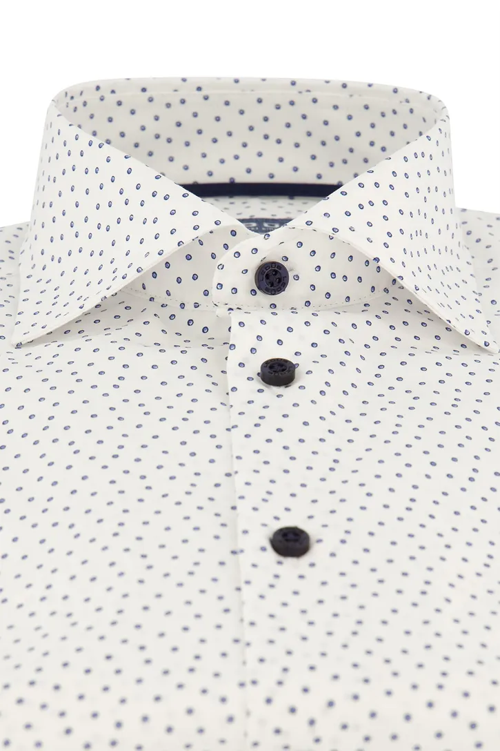 katoenen Ledub overhemd Modern Fit New wit geprint