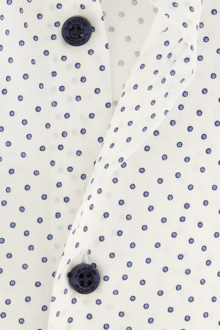 katoenen Ledub overhemd Modern Fit New wit geprint