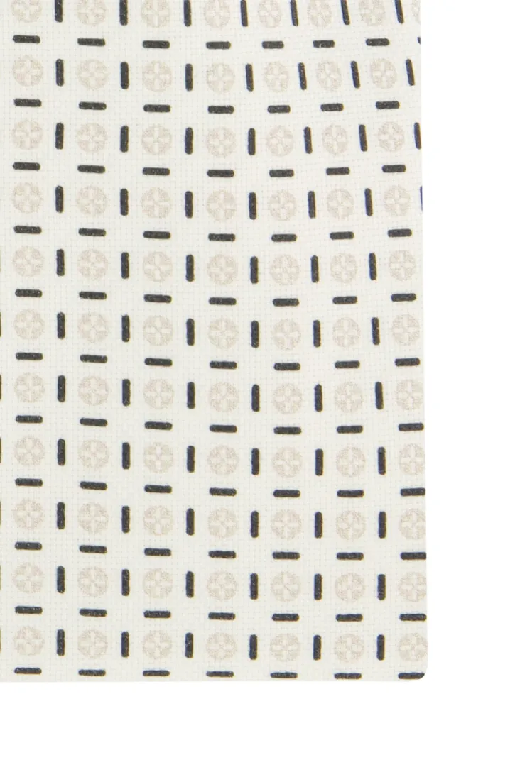 katoenen Ledub overhemd mouwlengte 7 beige geprint