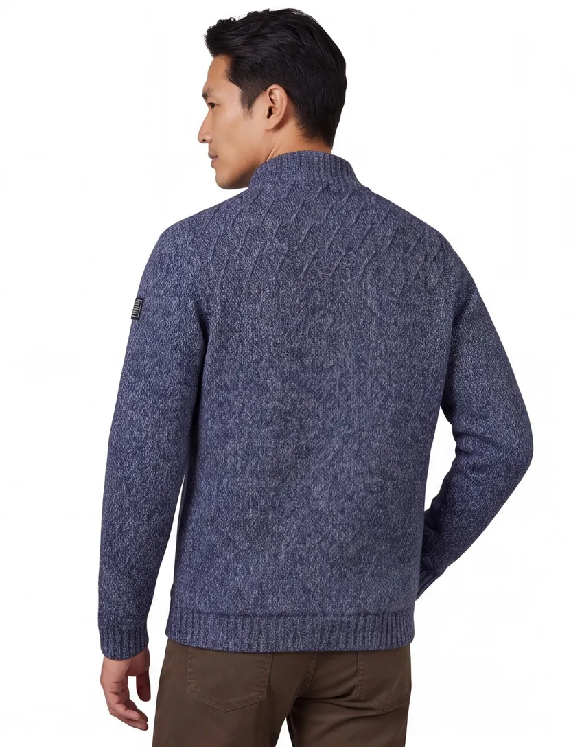 Baileys vest extra lange mouw blauw gebreid