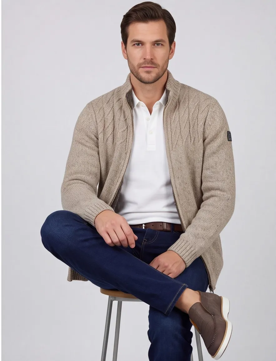 Baileys vest extra lange mouw beige