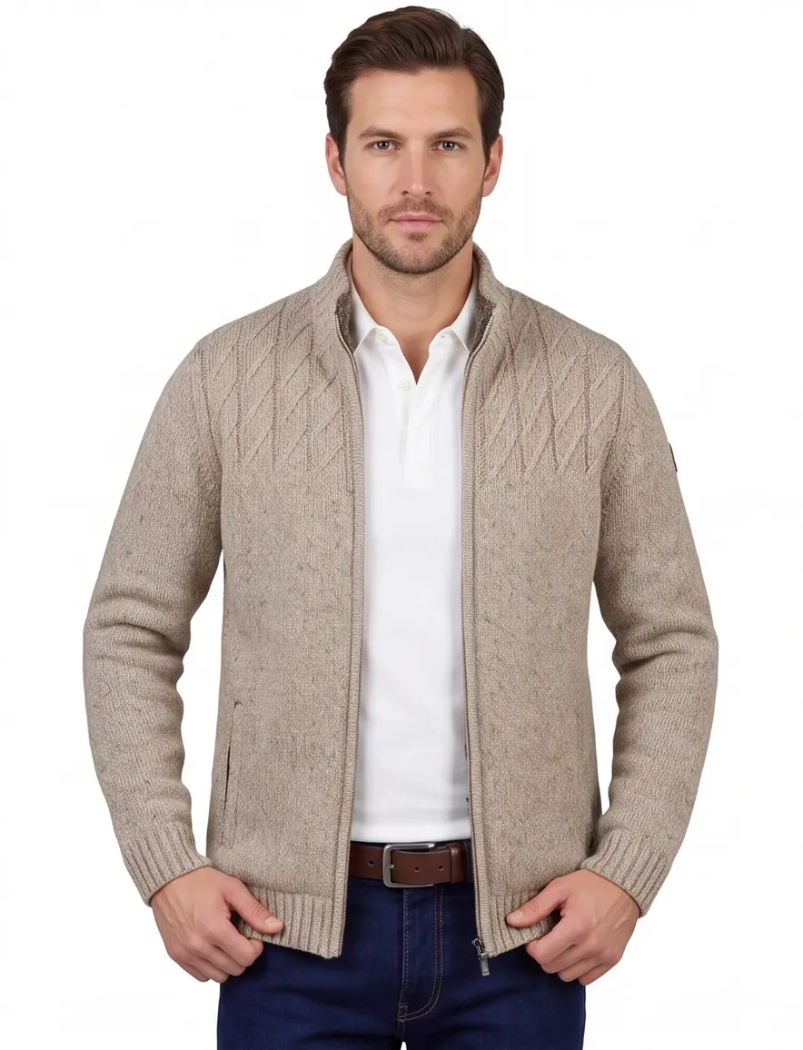 Baileys vest extra lange mouw beige normale fit