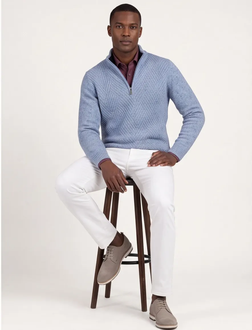 Baileys half zip trui extra lange mouw blauw