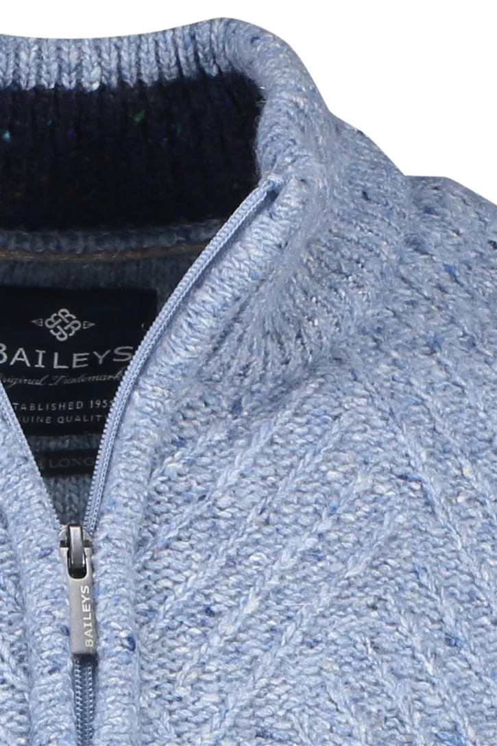 Baileys half zip trui extra lange mouw lichtblauw
