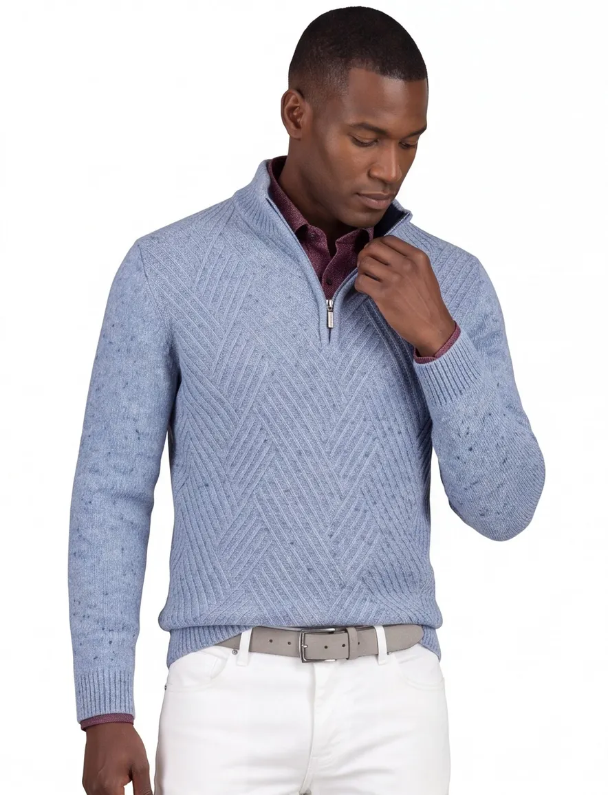 Baileys half zip trui extra lange mouw blauw