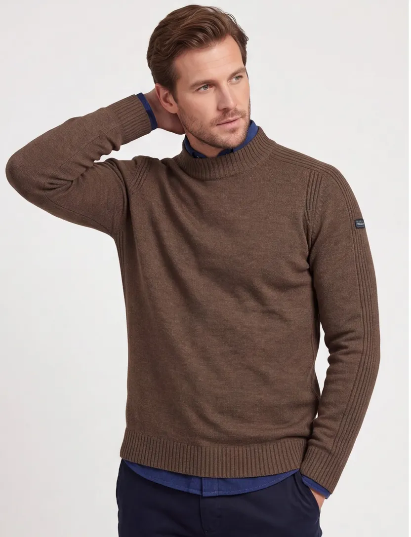 Baileys trui extra lange mouw bruin turtleneck lamswol