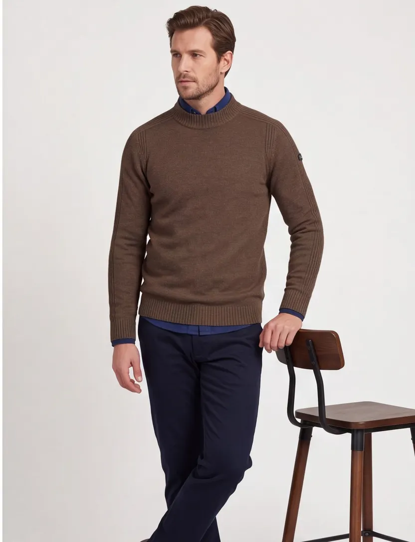 Baileys trui extra lange mouw bruin turtleneck lamswol