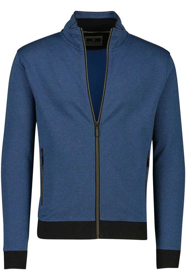 katoenen vest Baileys blauw print normale fit met rits
