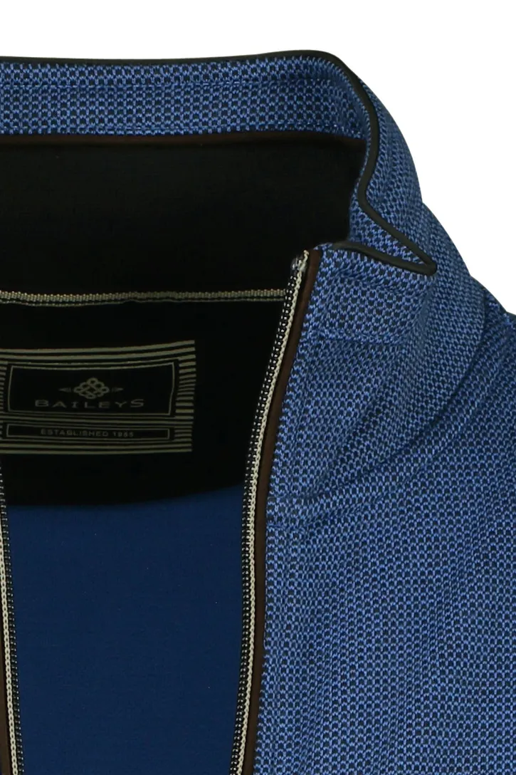 katoenen vest Baileys blauw print normale fit met rits