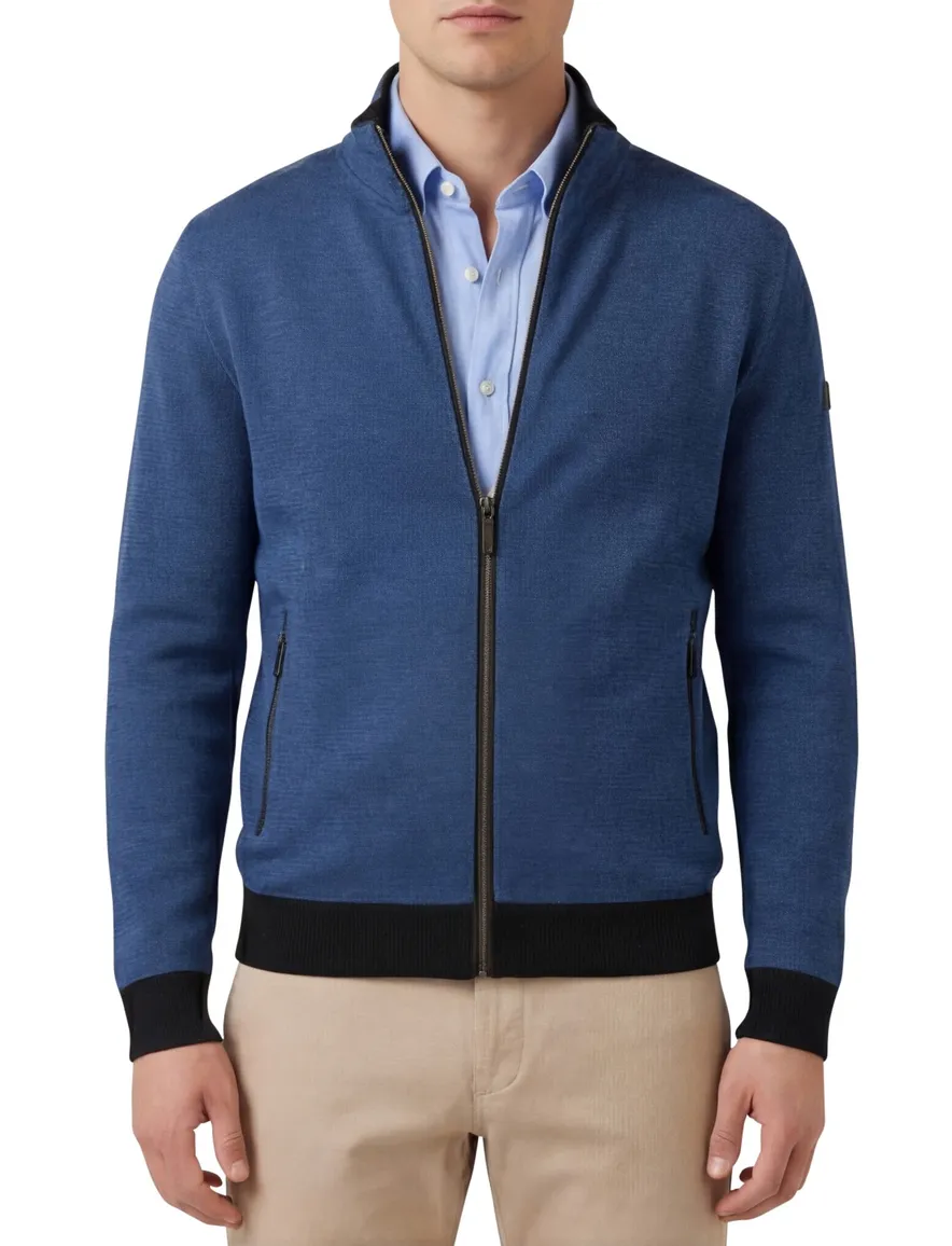 Baileys vest blauw geprint katoen normale fit rits