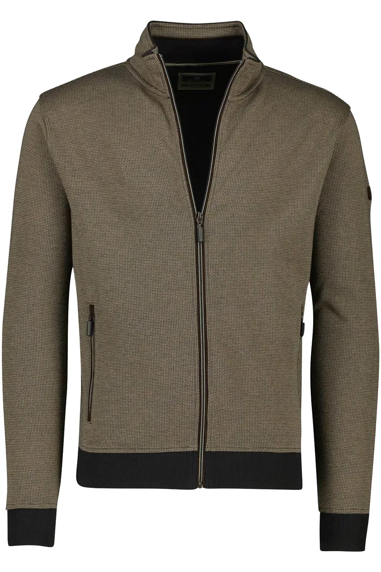 Katoenen Baileys vest bruin geprint normale fit met rits hoge hals