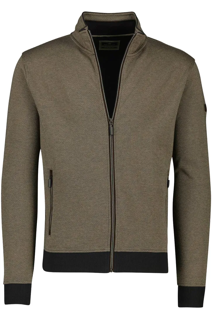 katoenen vest Baileys hoge hals bruin geprint normale fit katoen