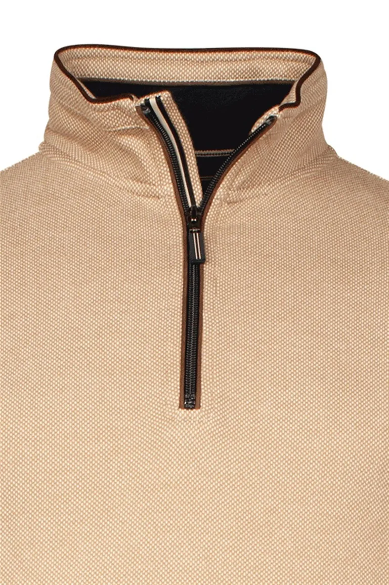 Baileys half zip trui beige mouwzak