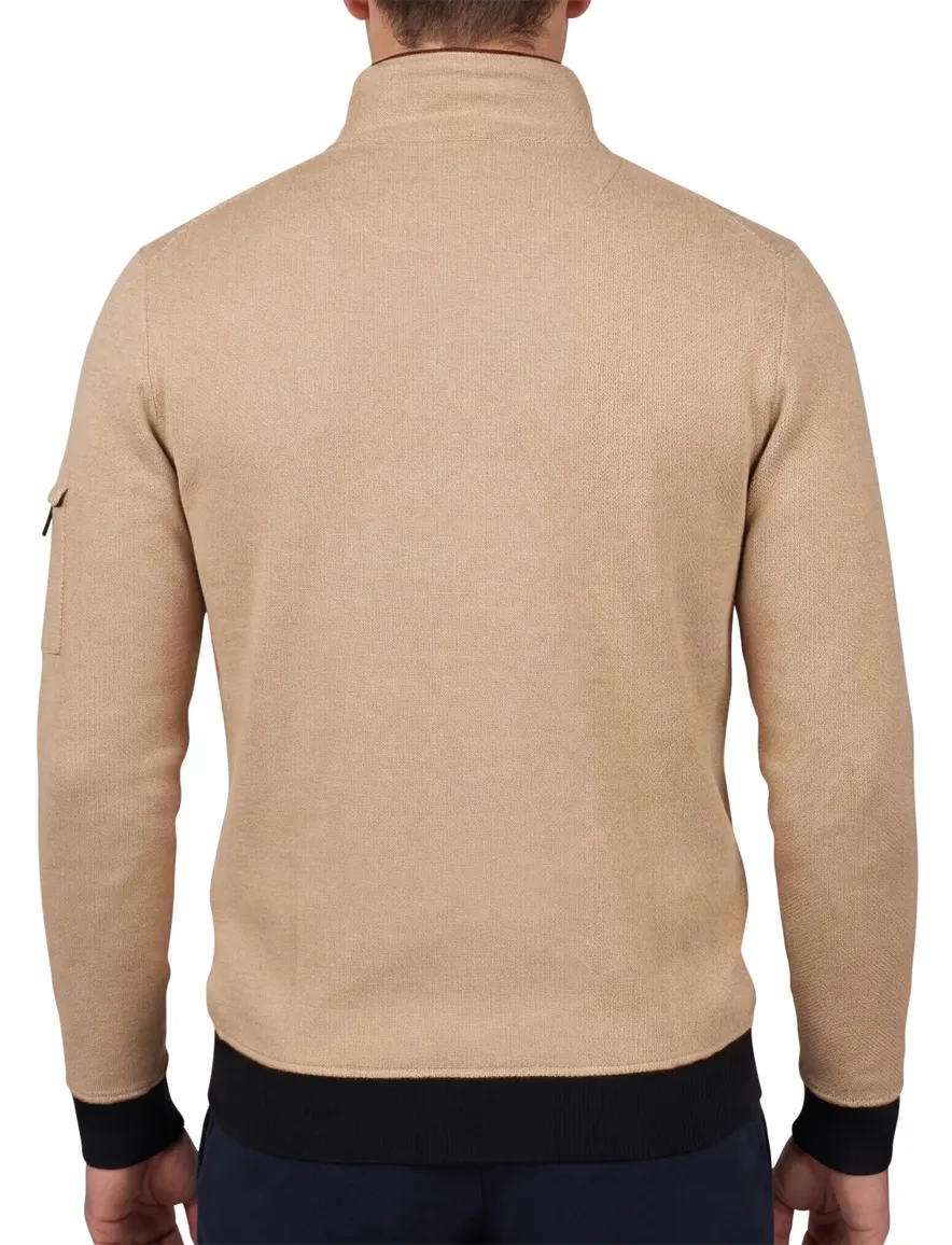 Baileys half zip trui beige mouwzak