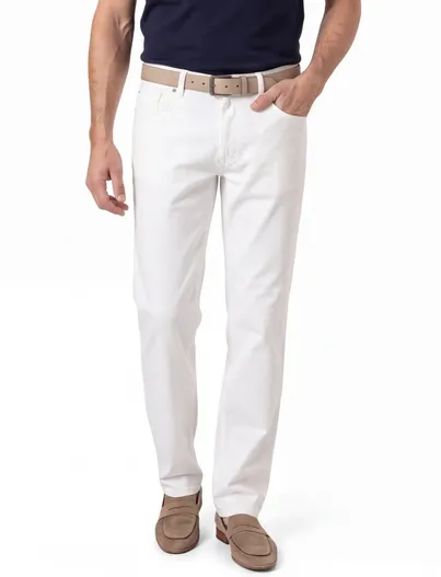 Hiltl Hiltl jeans Parker wit effen denim normale fit