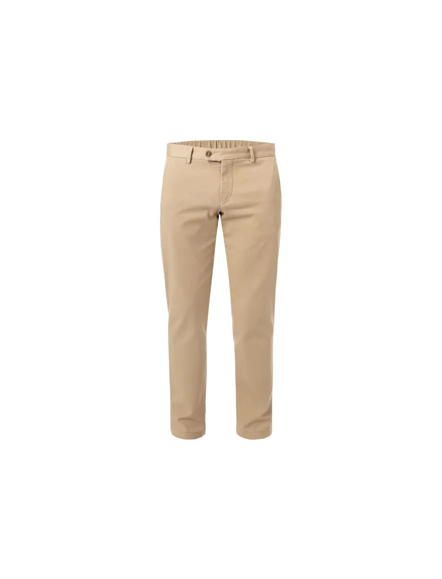 Hiltl katoenen broek Trento beige effen slim fit stretch