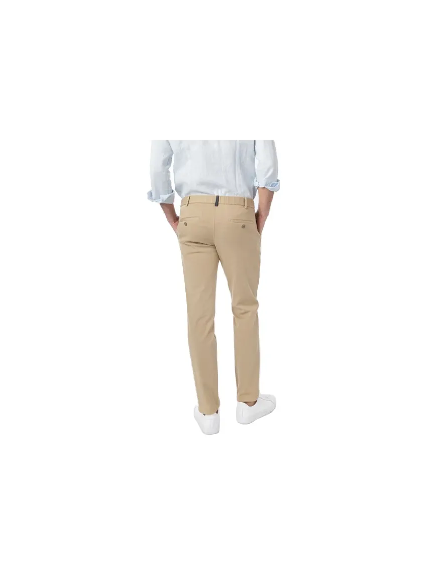 Hiltl katoenen broek Trento beige effen slim fit stretch