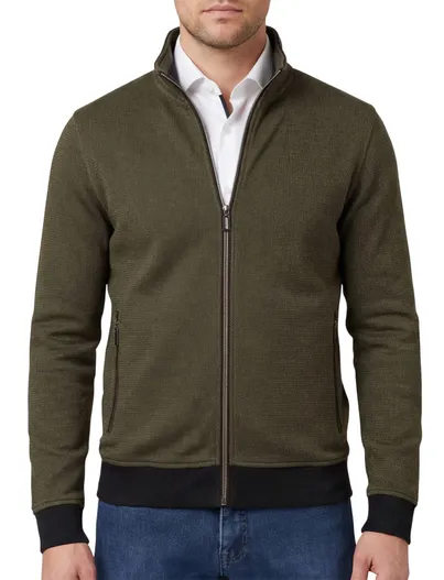 Baileys Baileys vest met rits donkergroen katoen