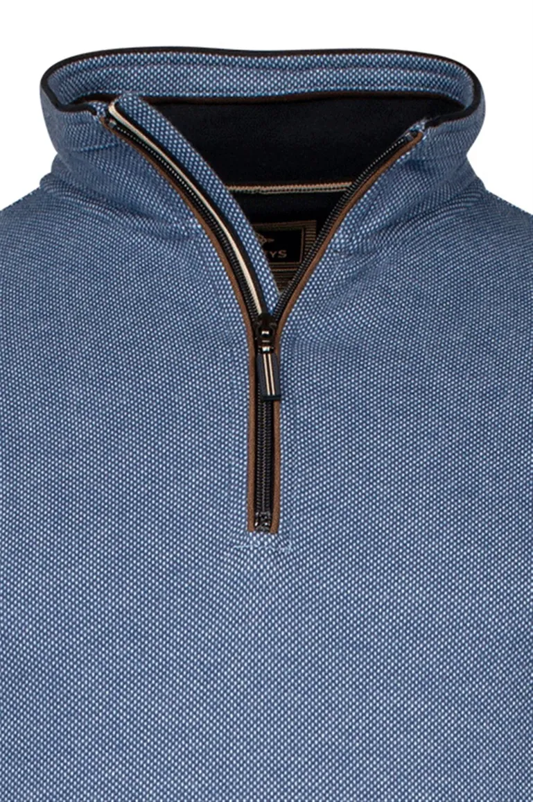 Baileys half zip trui met knoop blauw