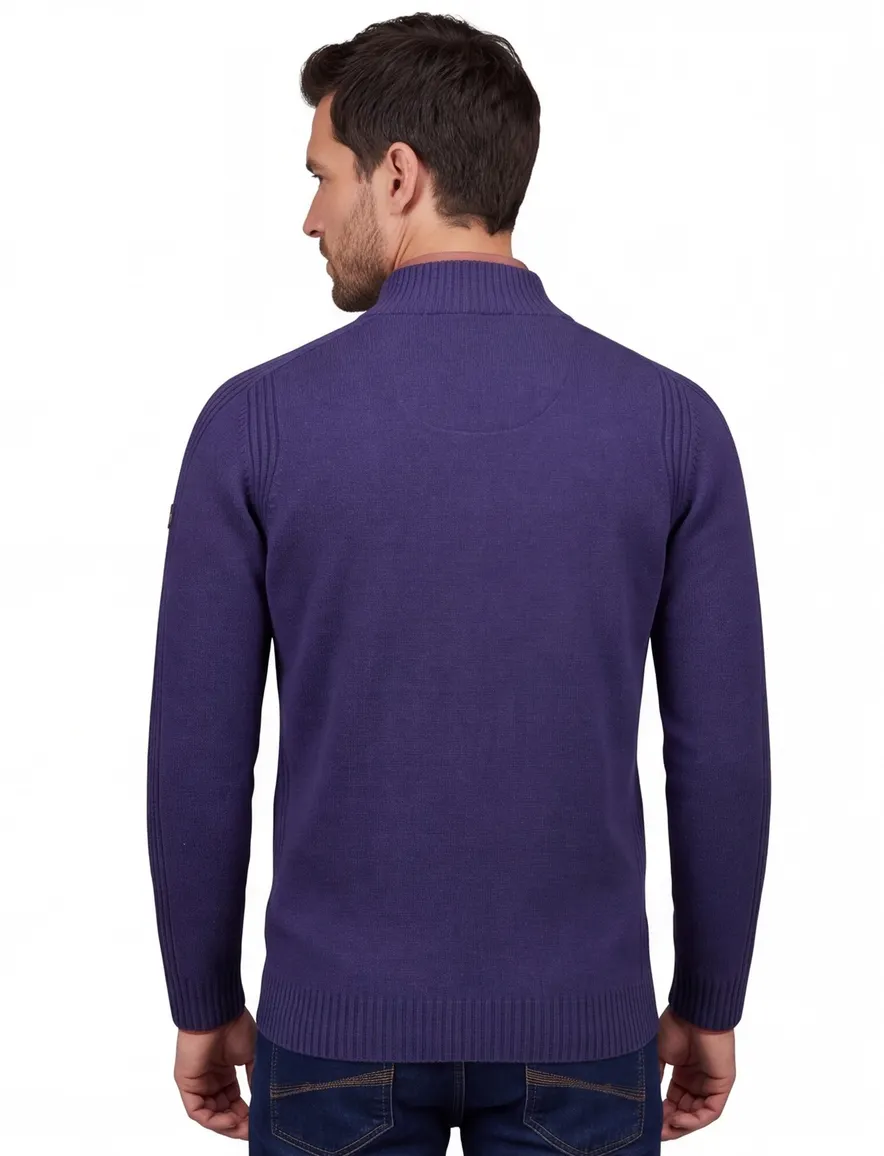 Baileys trui donkerblauw halfzip knopen