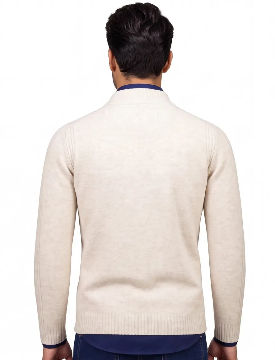 Baileys half-zip trui knopen ecru